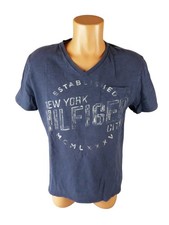 Tommy Hilfiger Herren T-Shirt Gr M blau Print kurzarm V-Ausschnitt Dress (21471)