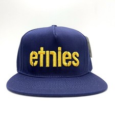 ETNIES CORP LOGO MARINEBLAU & GELB DRUCKKNOPFLASCHE KAPPE MÜTZE