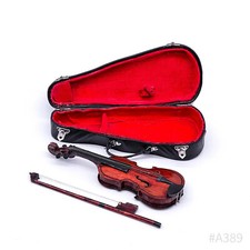 Vintage Miniatur Violine Geige aus Holz mit Bogen & Original Koffer | 6 x 18 cm