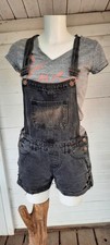Schwarz Graue Kurze Latzhose Gr.S Hollister Latzshorts Hotpants Abercombie&Fitch
