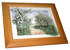 Kirschbäume Blüte "Wandbild" Amco ca.24x30cm Kunstdruck Rahmen Handbemalt !