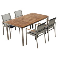 Gartengarnitur Edelstahl Teak