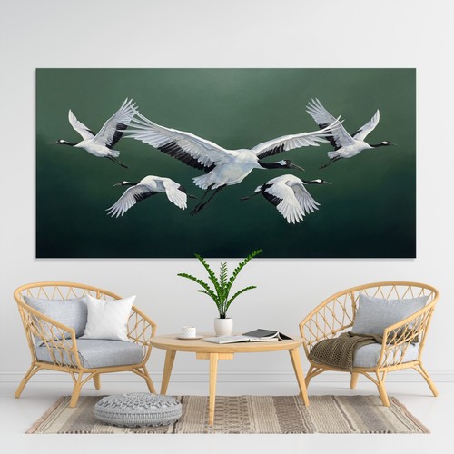Fliegen kraniche weiße - fliegen, kraniche,