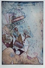 Gerhard Hofmann, " Zug, Eisenbahn " , Original, Grafik, Radierung