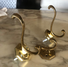 Messing Kleiderhaken Echt Messing, schwer, 3erSet Konvolut