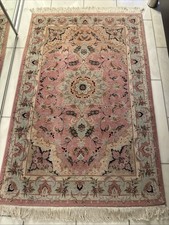 Original Perserteppich Täbris Orientteppich pink Top Zustand Korkwolle mit Seide