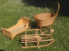 Alter Puppenschlitten Holzschlitten Puppen Schlitten Bett Puppenwagen Puppenbett