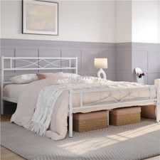 Metallbett Bettrahmen mit Kopfteil Gästebett mit Lattenrost für Schlafzimmer