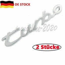 2xPorsche Turbo Schriftzug Chrom Aufkleber 3D Sticker PorscheTurbo selbstklebend