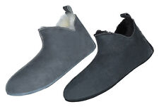 Lammfell Leder Mokassin Hausschuhe Pantoffeln Hüttenschuhe Slipper Gr.36-47 Grau