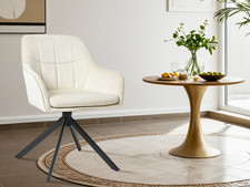 Esszimmer Drehstuhl mit Armlehne Esszimmersthüle 2er Set Küchenstuhl Creme