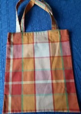 Große Damentasche ,Stoffbeutel, Handarbeit, NEU BW ORANGE - ROT kariert