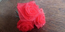 15 x Organza  Rosen 6 cm mit