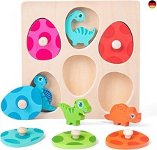 Holzpuzzle ab 1 Jahr | Baby Montessori Holzspielzeug Dino Eier für 12-36 Monate 