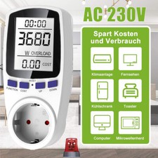 Strommessgerät für Steckdose Stromzähler, Energiemonitor Leistungsmessgerät LCD