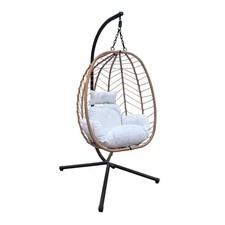 B-Ware SVITA BELLY Hängesessel mit Gestell klappbar Hängestuhl Hängekorb Natur