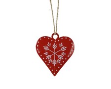 Christbaumschmuck Metall 7,5cm Herz Weihnachtsbaumschmuck bruchfest  Rot Weiß