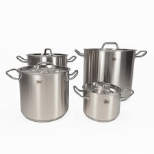 ELO Topfset Edelstahl  alle Herdart mit Edelstahl - Deckeln d 16/10,5/6/2 L Neu