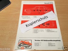 Renault Modell R 16 TL, TS, TX - Terotex Hohlraumversiegelungsplan