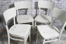 4x Bauhaus Holzstuhl Stuhl Küchenstuhl creme weiß 60er Vintage Shabby Chic Möbel