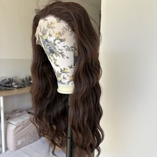 Weich Kunsthaar Schoko Braun Lace-Front-Perücken Long Wavy Für Party