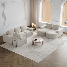 Chenille-Sofa mit gebogenen