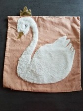 Wunderschöne Mädchen Kissenhülle Kissenbezug, 38x38cm, rosa Schwan Krone Gold