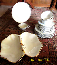 Vintage Rosenthal Selb Helena weiß mit Gold Rand + 2-fach Schale 24 Teile Gedeck