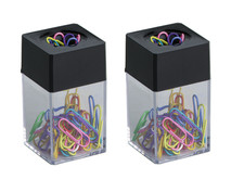 2 x Büroklammern Spender Alco magnetisch mit 30 bunten Büroklammern