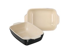 Masterpro Auflaufform/Backofenform Steingut Ofen klein 2er Schwarz Rechteckig