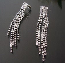 Ohrringe 7,5cm lang Silber Roségold Strass Braut Hochzeit Damen Schmuck VO26