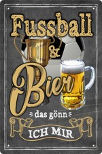 Blechschild Fussball und Bier