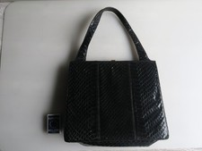 Handtasche Tragetasche Schlangenleder schwarz, Vintage, ca. 25x22 cm