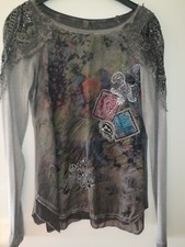 Tredy Fashion Shirt  38 Khaki mit Druck