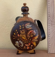 Holzflasche Kunstwerk Dekorativ Kunstflasche Hirtenflasche  Handwerkskunst Vogel