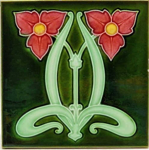 Jugendstil kaminfliese grün - kaminfliese,