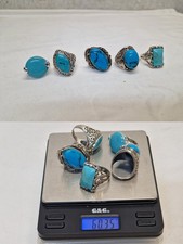 Silberschmuck Silber 925 Ringe mit Edelsteine 5-tlg. Set 60,3g Konvolut