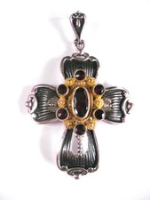 Anhänger Kreuz Silber 835 mit Granat, 9,8 g