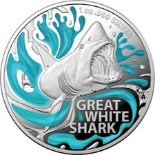 2022 Australien Most Dangerous RAM Great White Shark 1 oz Silber PP