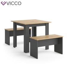 Tischgruppe Sitzgruppe Esszimmer Sentio Esstisch Anthrazit Eiche 80 cm Vicco