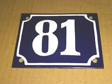 81 Alte Email Hausnummer gewölbt blau weiße Schrift Haus Nummer house no. plate