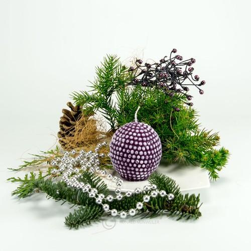 Perlenkerze 7x6 60cm weinrot - 7x6,60cm,