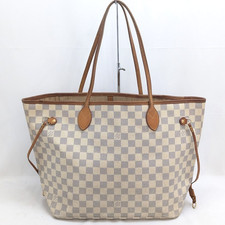 LOUIS VUITTON Damier Azur Neverfull MM Tote Bag White N51107 AR0151 Auth LV