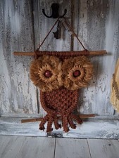 Makramee Eule Wandbehang 70er