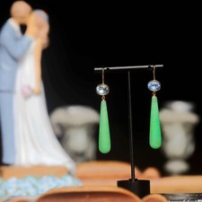 Ohrringe Haken Lang Oval Blau