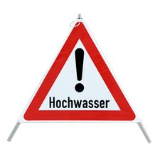 Faltsignal HOCHWASSER Gefahr Achtung VZ101, Warnpyramide, stark Reflektierend R1
