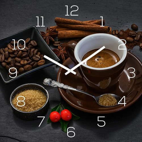 Wanduhr glas 30x30cm kaffee - glas,