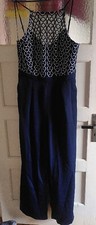 Little Mistress Tall Jumpsuit Overall Blau Weiss 42 XL Neuwertig!!