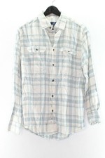 George Herren Hemd Gr. M 38-40 Blau Weiß Kariert Baumwolle #FH-30