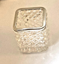 Blei Kristall Vase Emil Hermann mit Montur 925er Sterling Silber 6,5x6,5 cm